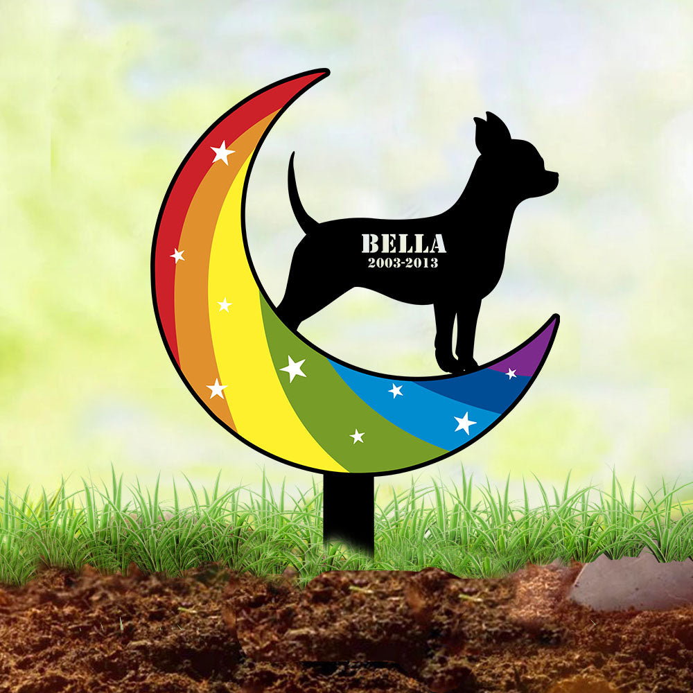 Personalized Rainbow Moon Pet Memorial Garden Stake