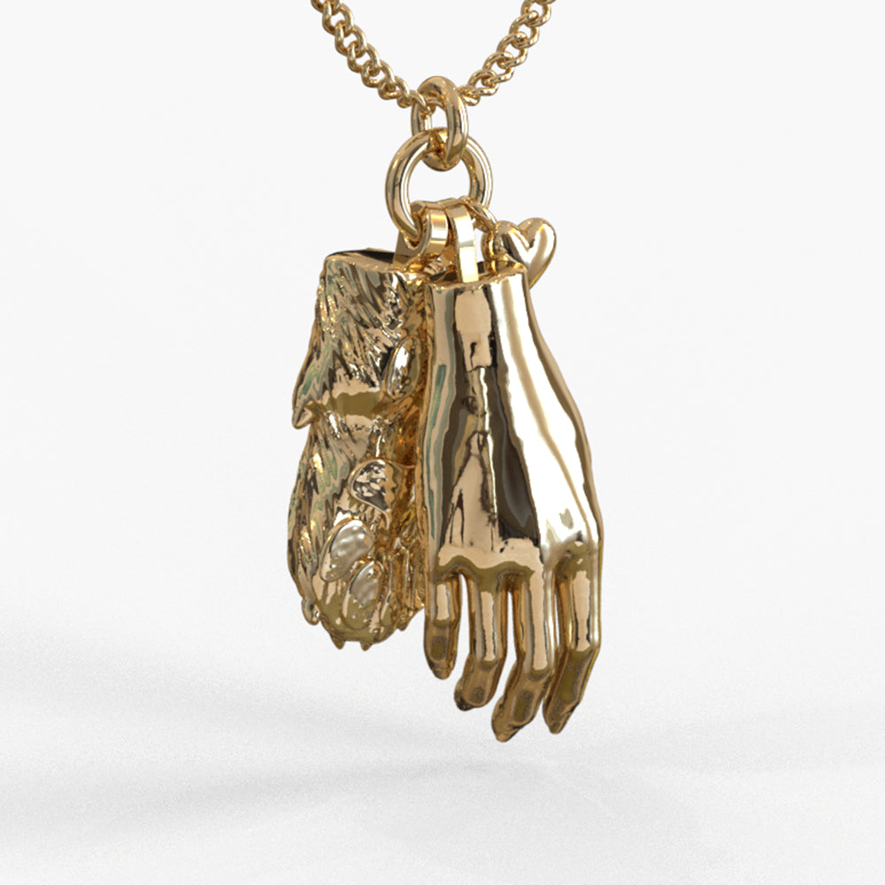 Forever Connected – Paw in Hand Pendant Necklace