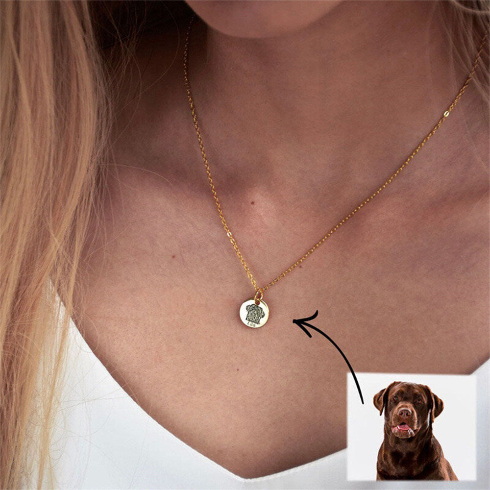 Personalized Pet Face And Name Necklace