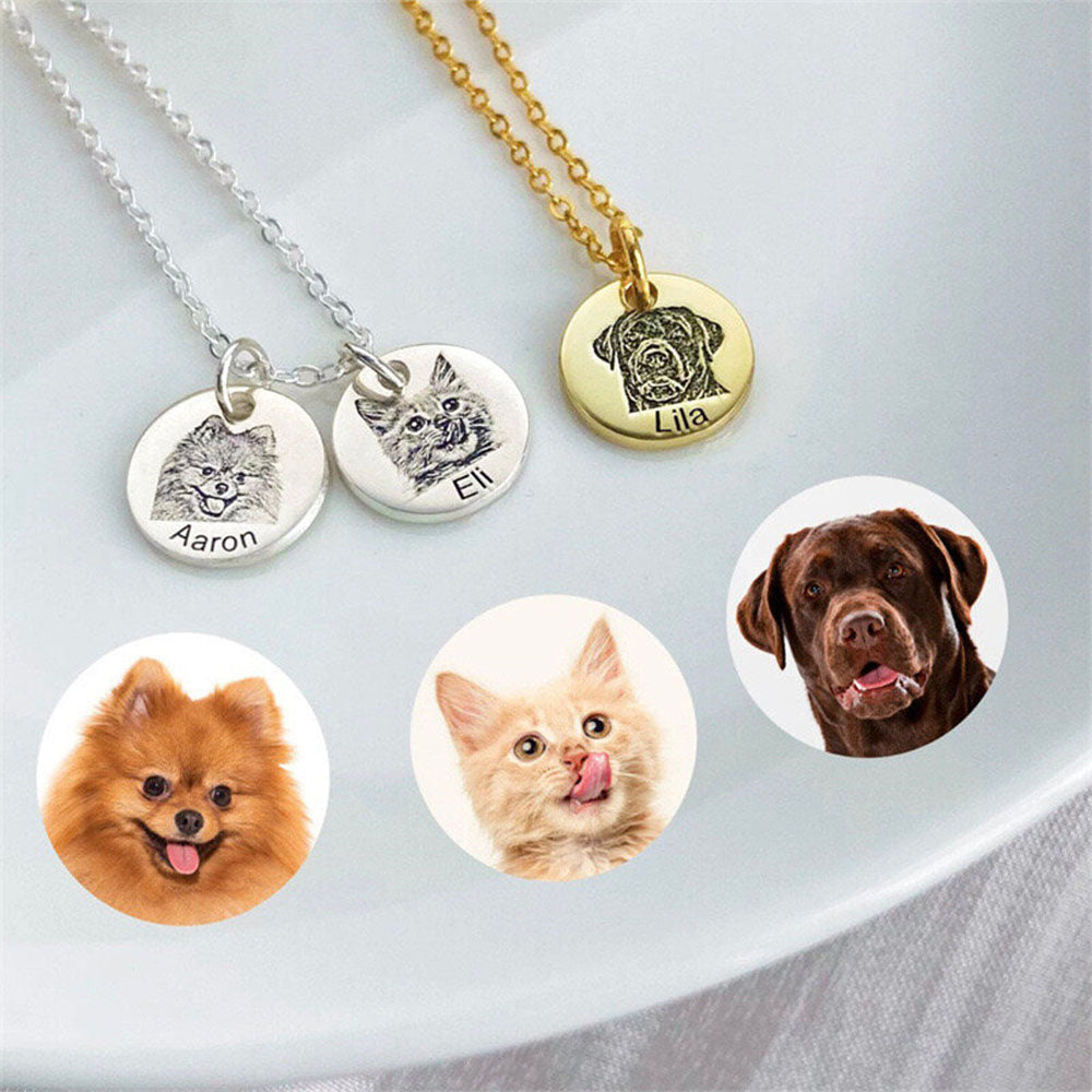 Personalized Pet Face And Name Necklace