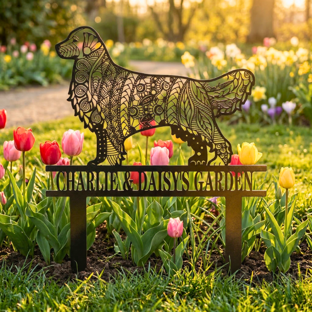 The Original Breed Mandala Garden Stake - Personalized With Your Dog&