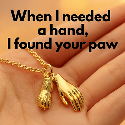 Forever Connected – Paw in Hand Pendant Necklace