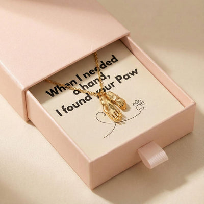 Forever Connected – Paw in Hand Pendant Necklace