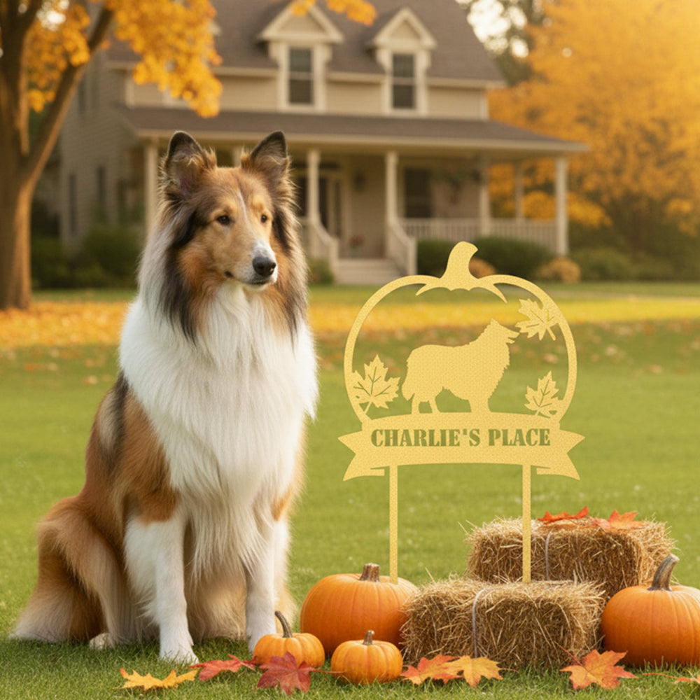 Personalized Pumpkin Patch Dog Garden Stake