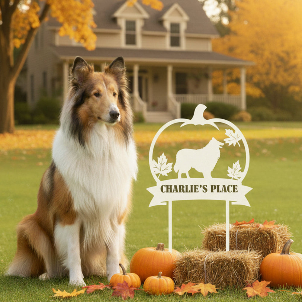 Personalized Pumpkin Patch Dog Garden Stake