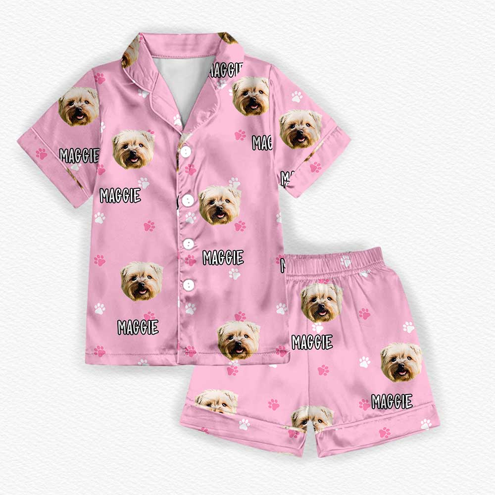 Personalized Pet Face & Name Ice Silk Pajama Set