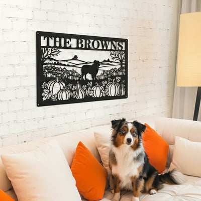 Custom Family Pumpkin Patch Dog Plaque – Personalized Fall Porch & Wall Sign