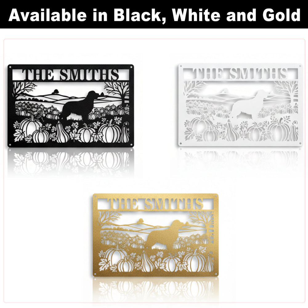 Custom Family Pumpkin Patch Dog Plaque – Personalized Fall Porch & Wall Sign