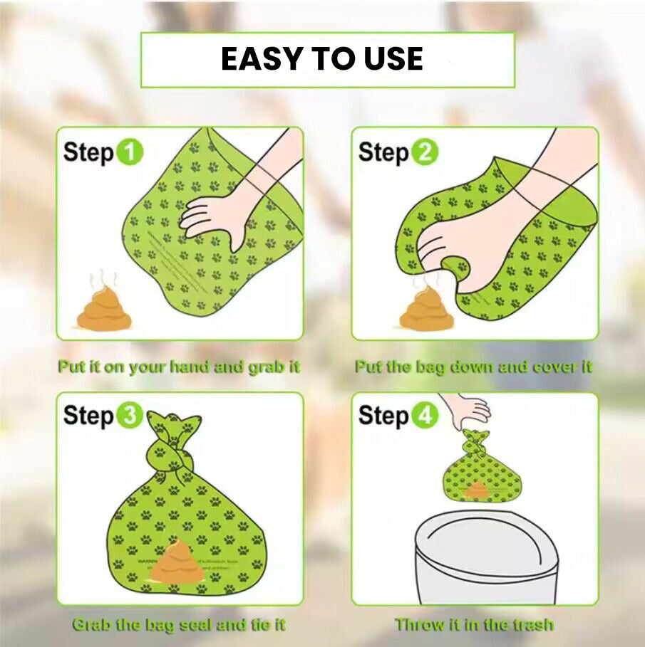 Biodegradable Dog Poop Bags With Dispenser & Leash Clip - 60 Bags (5 Rolls)