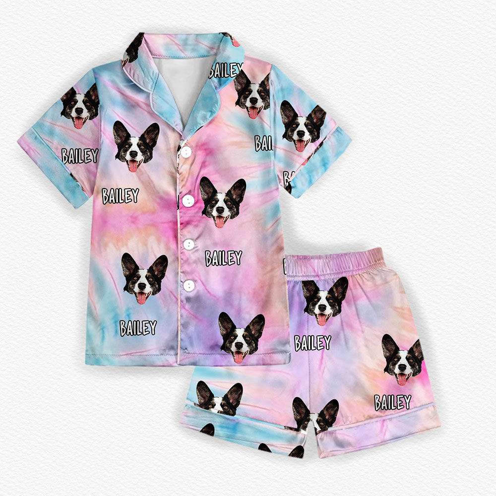 Personalized Pet Face & Name Ice Silk Pajama Set