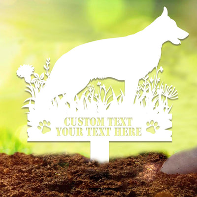 Custom Floral Dog Breed Silhouette Garden Stakes