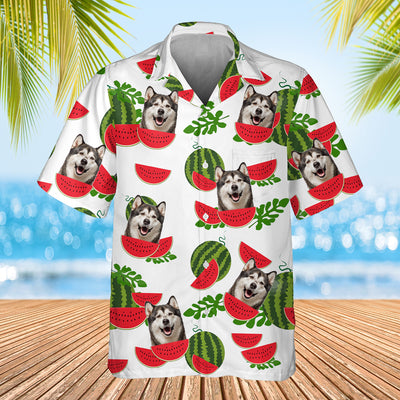 white watermelon themed shirt with dogs