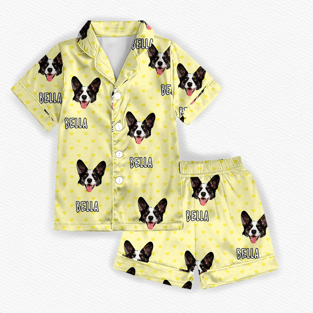 Personalized Pet Face & Name Ice Silk Pajama Set