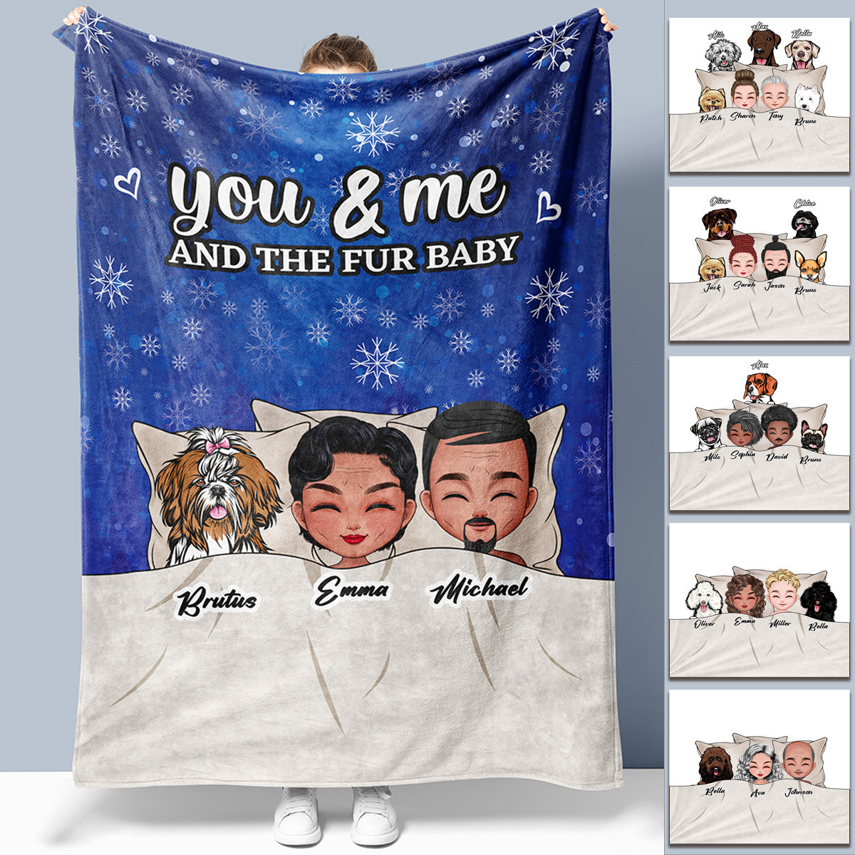 You & Me and The Fur Babies - Personalized Blanket