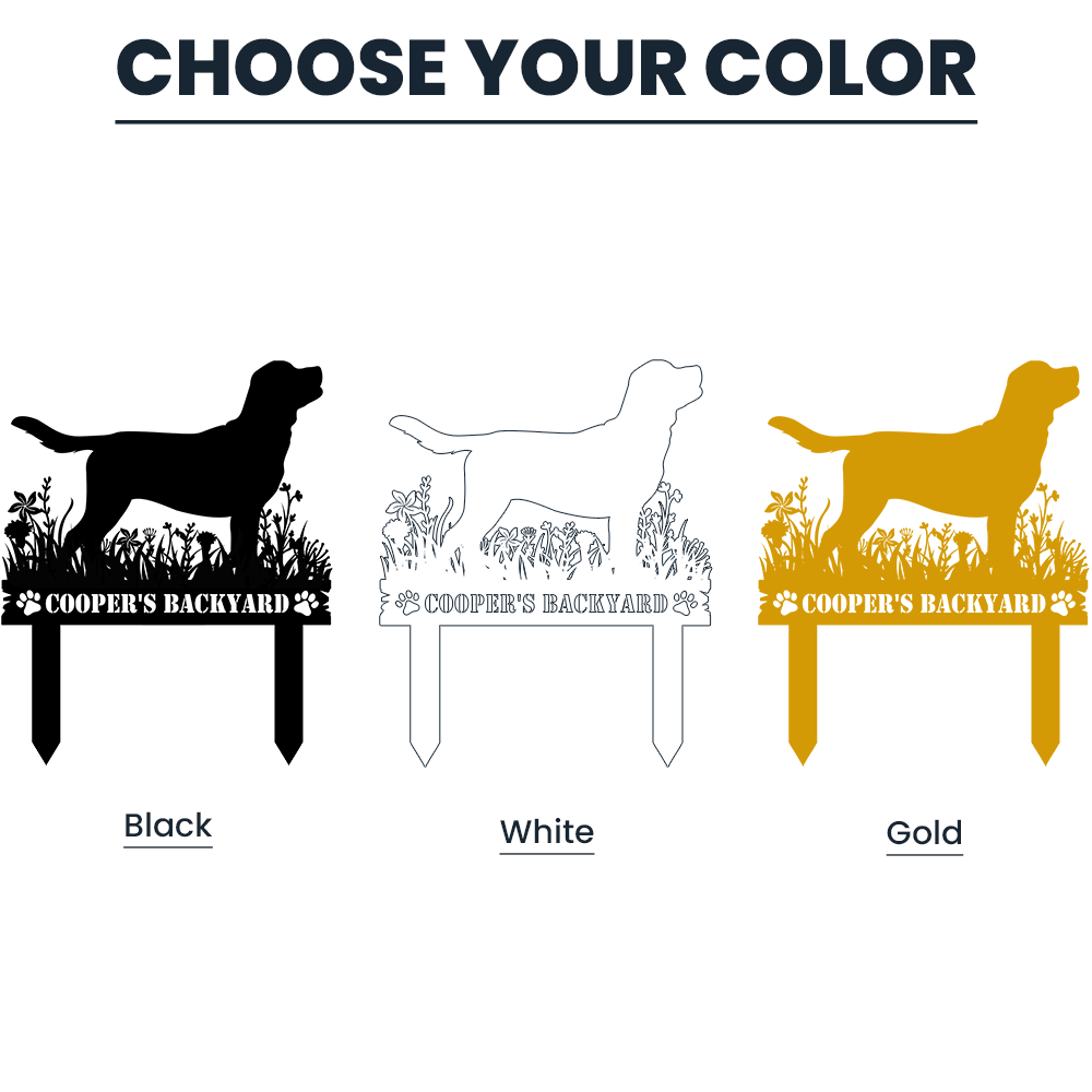 Personalized Floral Dog Breed Garden Stake — Custom Name + Breed Silhouette | Wrought Iron | 100+ Breeds