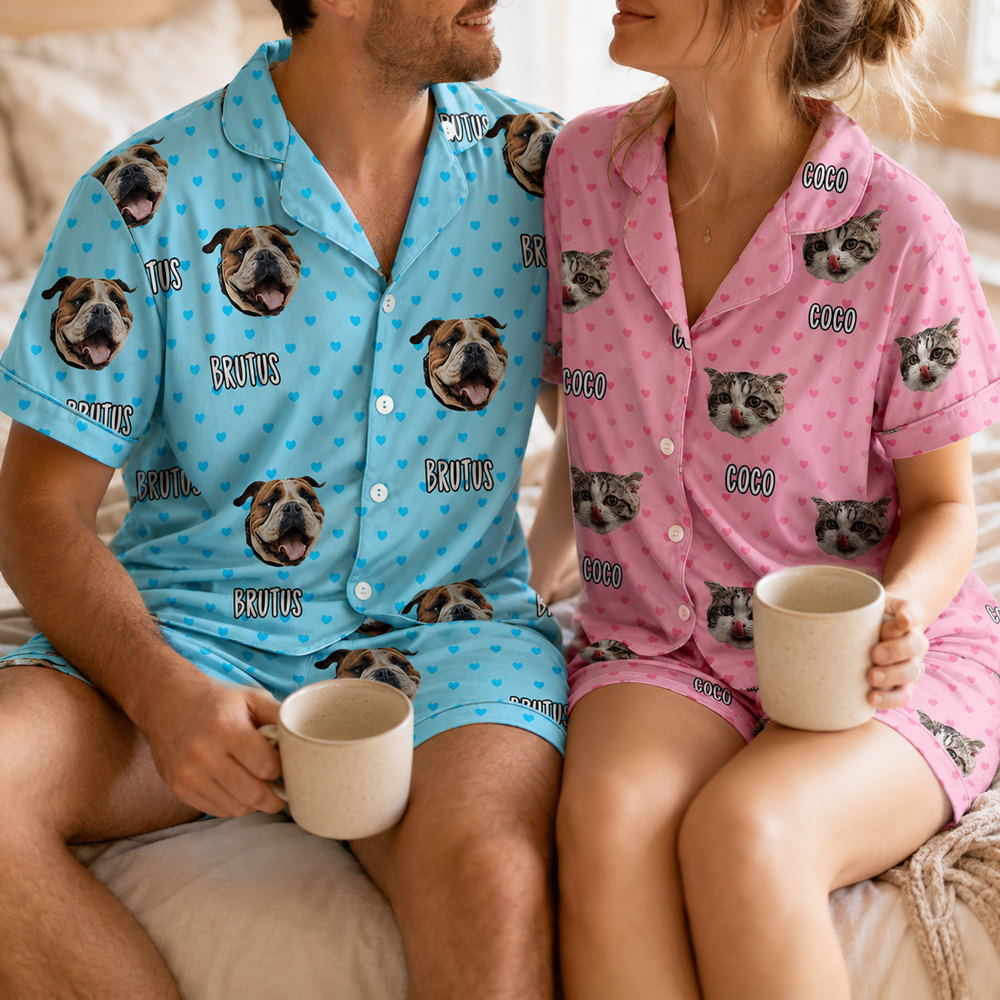 Personalized Pet Face Ice Silk Pajamas