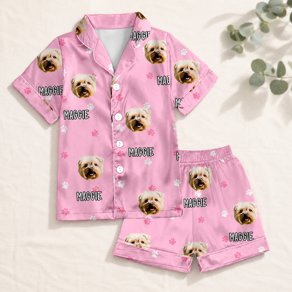 Personalized Pet Face Ice Silk Pajamas
