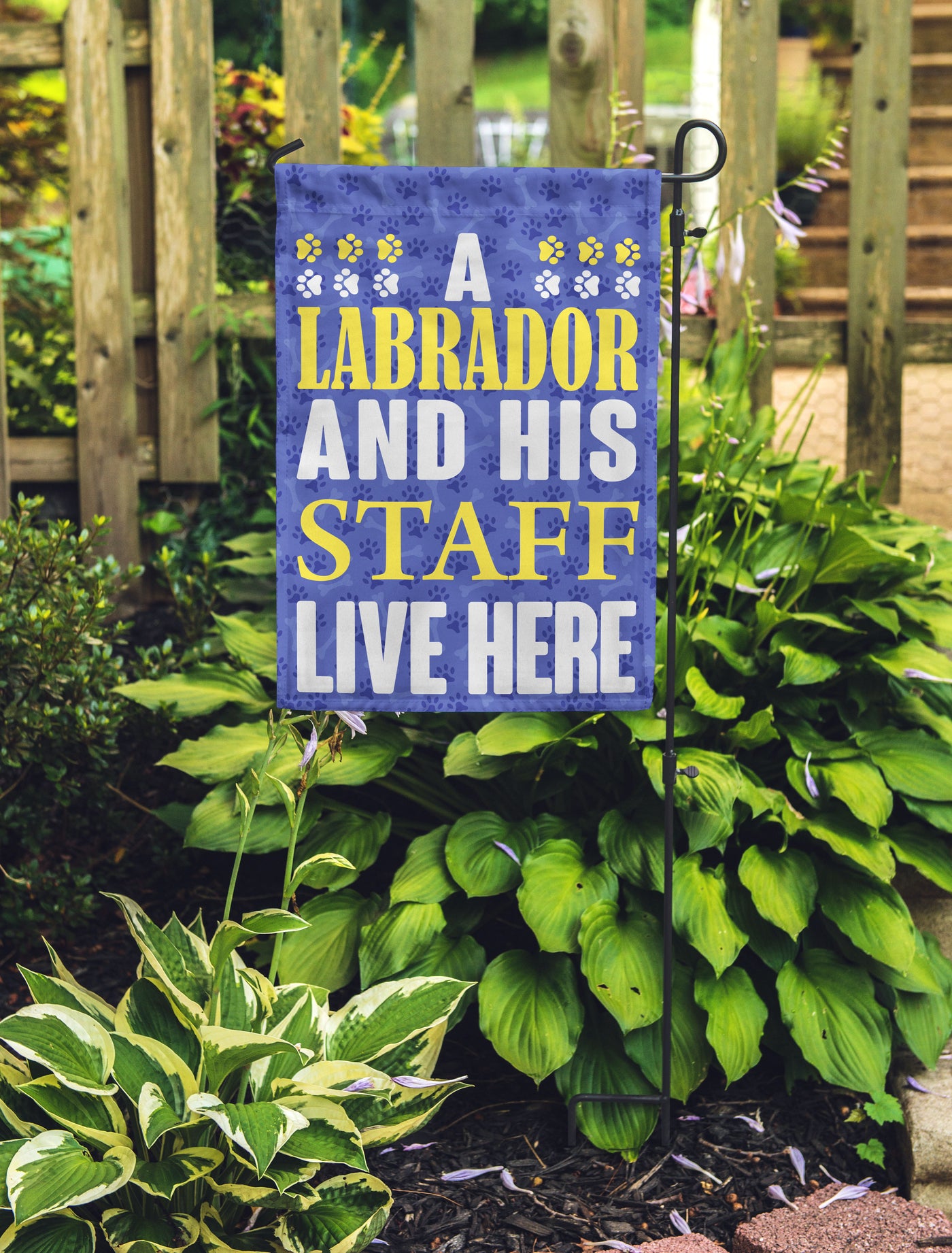 A Dog And His Staff Live Here Personalized Flag