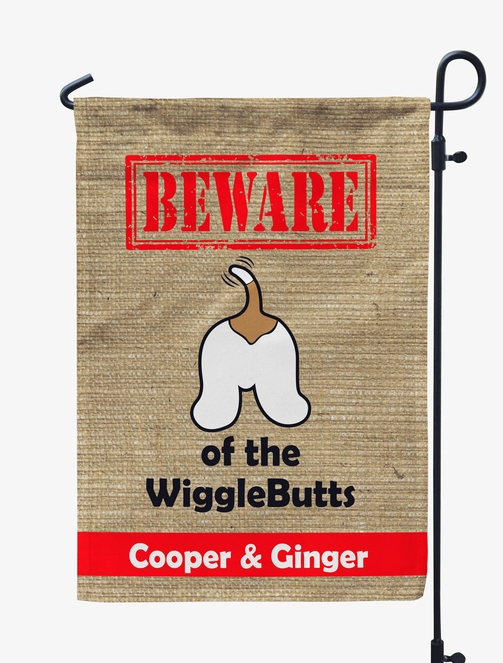 Beware of the WiggleButts Personalized Flag