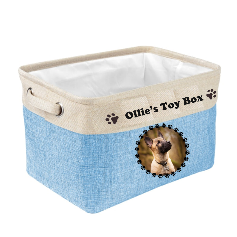 light blue dog toy box