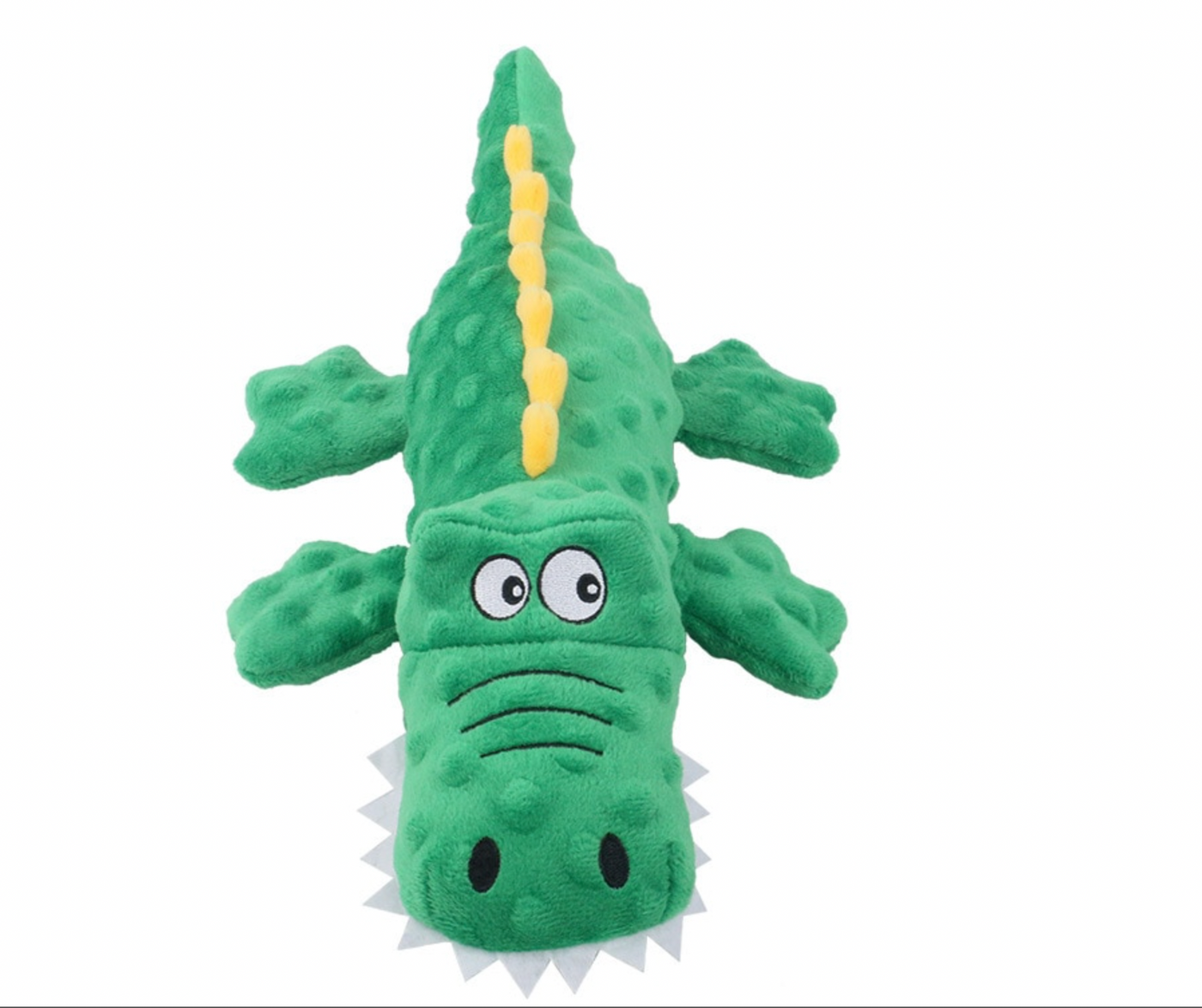 green crocodile-shaped dog toy