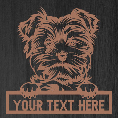 dog themed copper colored metal sign with text "your text here"