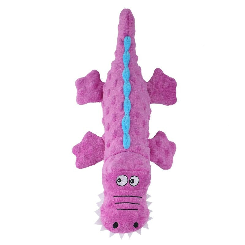 pink crocodile-shaped dog toy