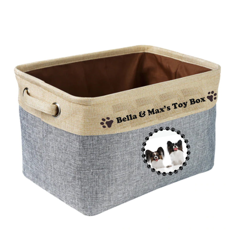 grey dog toy box