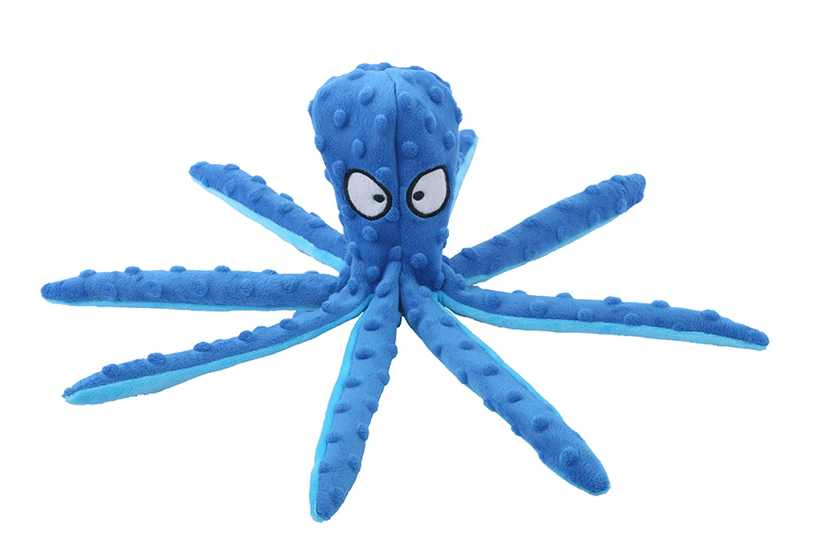blue octopus shaped dog toy