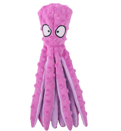 pink octopus shaped dog toy
