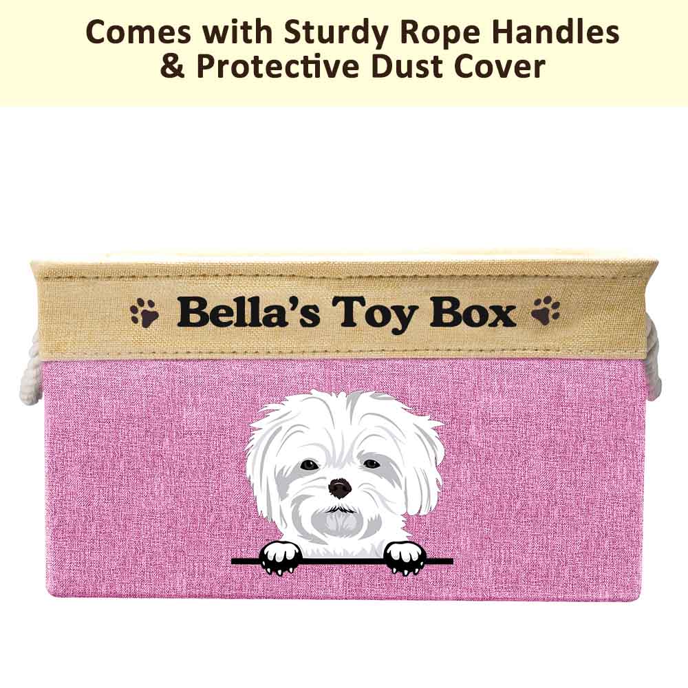 Personalized Dog Name and Breed Toy Box Mostly Paws