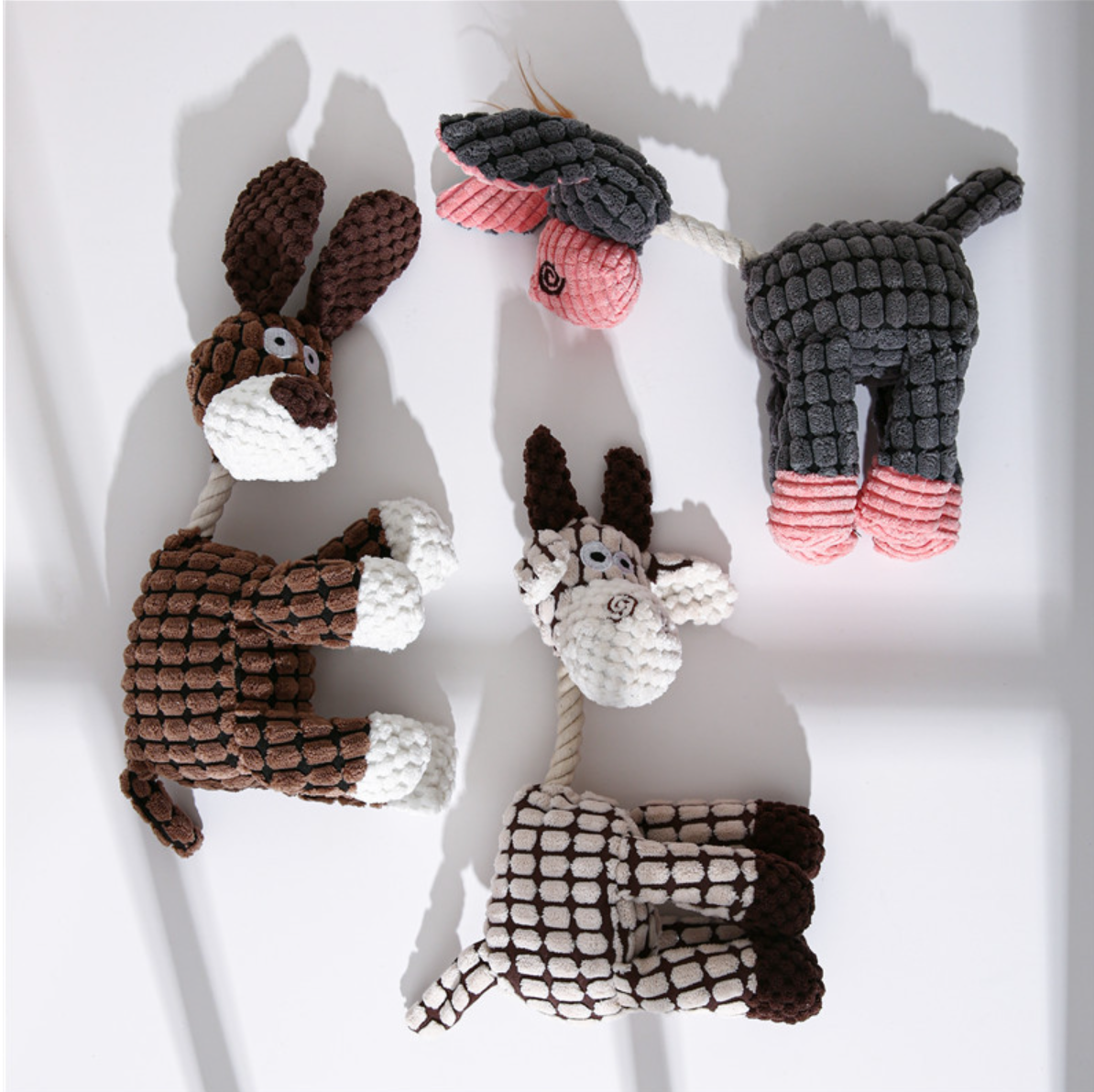 Pack of 2 Plush Squeaky Toy Donkey