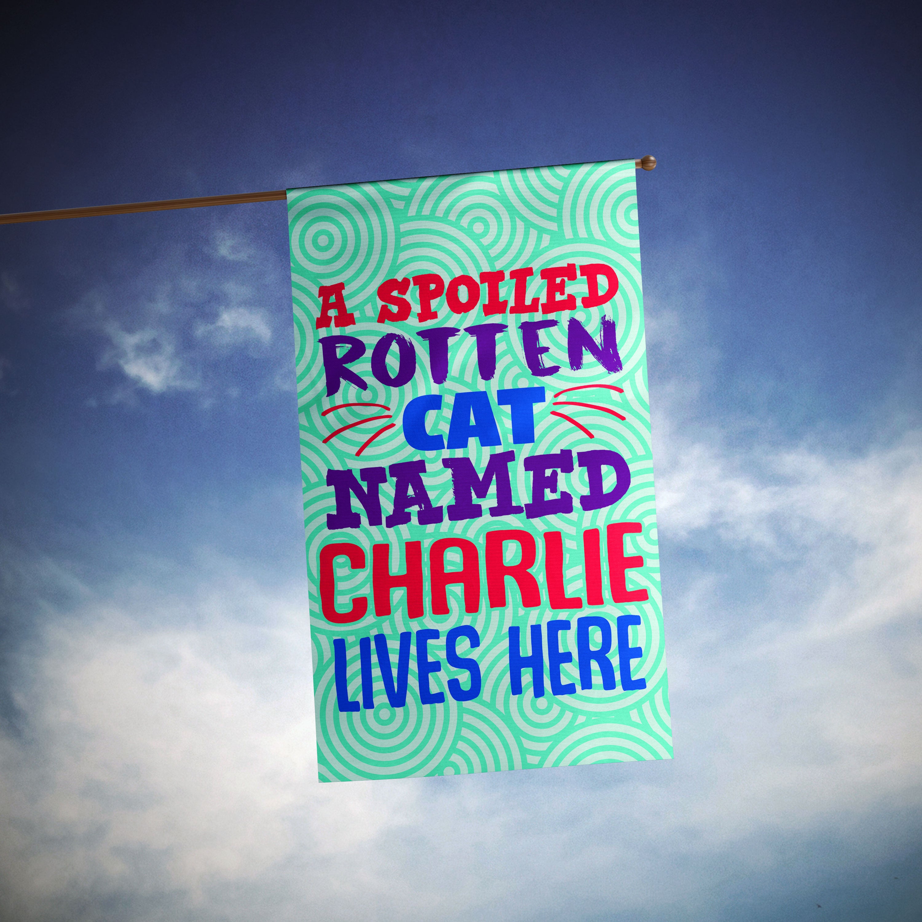 A Spoiled Rotten Cat Personalized Flag