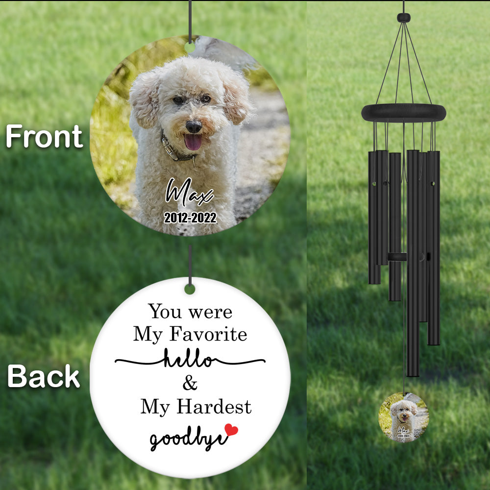 personalizable black wind chime with hanging disk