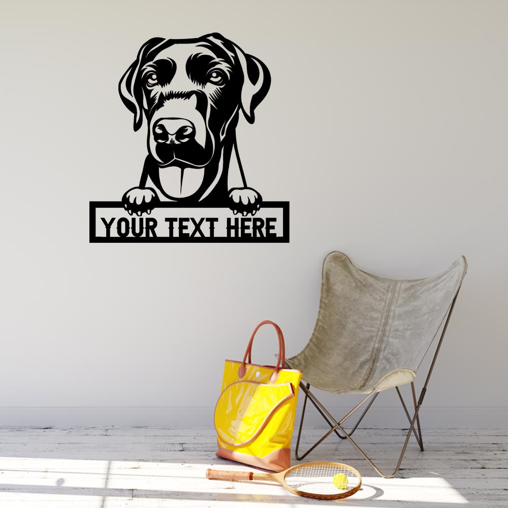 dog themed metal sign with text "your text here"